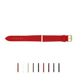 SELVA Uhrenarmband, 14-24 mm, Leder, zum Wechseln, Ersatzarmband für Smartwatch, Made in Germany, Größe:16 mm, Farbe:Rot mit Goldener Schließe von SELVA