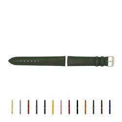 SELVA Uhrenarmband, 14-24 mm, Leder, zum Wechseln, Ersatzarmband für Smartwatch, Made in Germany, Größe:18 mm, Farbe:Forstgrün mit silberner Schließe von SELVA