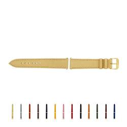 SELVA Uhrenarmband, 14-24 mm, Leder, zum Wechseln, Ersatzarmband für Smartwatch, Made in Germany, Größe:22 mm, Farbe:Sand mit Goldener Schließe von SELVA