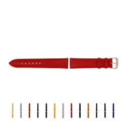 SELVA Uhrenarmband, 14-24 mm, Leder, zum Wechseln, Ersatzarmband für Smartwatch, Made in Germany, Größe:24 mm, Farbe:Rot mit silberner Schließe von SELVA