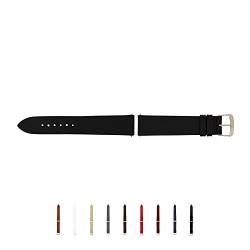 SELVA Uhrenarmband, 14-24 mm, Leder, zum Wechseln, Ersatzarmband für Smartwatch, Made in Germany, Größe:24 mm, Farbe:Schwarz mit silberner Schließe von SELVA