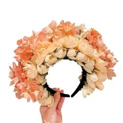 Doppelseitiges Blumen-Stirnband, Mexika-Rose, Blumen-Haarband, modisch, für Damen, Braut, Haarschmuck, Sommer, Strand, Blumenkranz, Stirnband von SELiLe