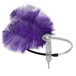 Elegante Feder-Stirnbänder – Prinzessinnen-Kopfkette, handgefertigtes Haar-Accessoire für Damen, Gatsby-Kopfschmuck, 20er-Jahre-Kunst-Flapper-Stirnbänder für Damen, 1920er-Jahre-Feder-Kopfschmuck von SELiLe