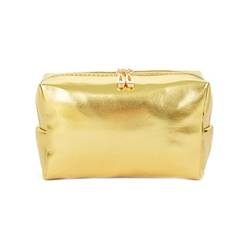 Goldfarbene Make-up-Tasche für Damen, vielseitiger Make-up-Koffer, wasserdicht, Kosmetik-Organizer, Handtasche, große Kapazität, Reißverschluss, stilvolle Aufbewahrungslösung, Quadratische Tasche von SELiLe