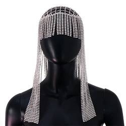 Kristall-Braut-Strass-Stirnband, voller Haarschmuck für Damen, Hochzeit, funkelnder Kopfschmuck, Brautschmuck, kaskadierende Quasten, Punk-Haarkette von SELiLe