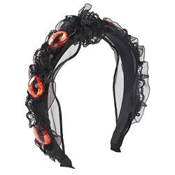 Plissiertes Stirnband, schwarzes Stirnband, Gothic-Kopfbedeckung, Halloween, böse Augen, Stirnband für Damen, Punk, Gothic, plissiert, Stirnbänder für Damen von SELiLe