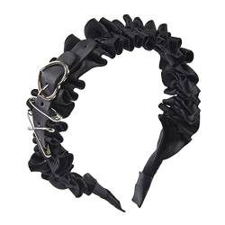 Plissiertes Stirnband mit Y2K-Schnalle, Stirnband für Damen, Gothic-Stirnband, schwarzes Stirnband, Punk-Stirnband, Gothic-Kopfbedeckung, plissiertes Stirnband von SELiLe