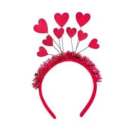 Valentinstag-Pailletten, Lametta, Herz, glänzendes Haarreif, Damen, Make-up-Stirnband für Festival, Haarschmuck, Herz-Stirnband für Mädchen, Valentinstag, Herz-Stirnband, Valentinstag von SELiLe