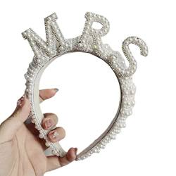Vintage-Stirnband mit Perlen, Braut-Kopfschmuck, Party-Requisiten, einfacher Schleier, auffälliger Stirnband, koreanischer Stil, Braut-Stirnband für Junggesellinnenabschiede von SELiLe