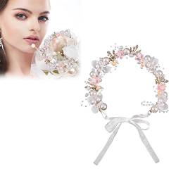 Brautkranz,Blumenkranz Perlen Haarreif,Braut Stirnband,Haarkranz Mädchen,Haarschmuck Kommunion Mädchen,Haarschmuck Hochzeit,Braut Haarschmuck kranz,Hochzeit Haarreif,Brautschmuck Haare kranz,Rosa,1 ST von SEMINISMAR