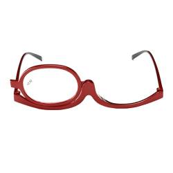 Make Up Schminkbrille mit klappbaren Brillenglas,Lesebrillen Damen Schminkbrille,Make up Brille,Schminkbrille Make up Brille Lesebrille Presbyopie Brille Sehhilfe,Makeup Lesebrille,+2,0,Rot von SEMINISMAR