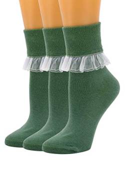 SEMOHOLLI Damen Knöchelsocken, Frauen Spitze Rüschen Rüschen Knöchel Socken Mode Damen Mädchen Prinzessin - Grün - von SEMOHOLLI