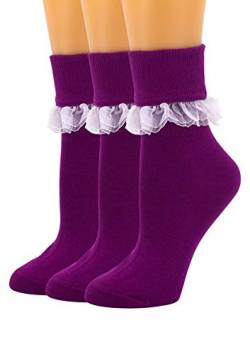 SEMOHOLLI Damen Knöchelsocken, Frauen Spitze Rüschen Rüschen Knöchel Socken Mode Damen Mädchen Prinzessin - Violett - von SEMOHOLLI