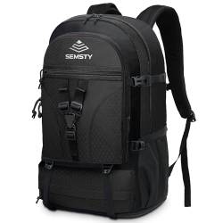 SEMSTY 40 + 5 l Wanderrucksack für Damen und Herren, Camping-Rucksack, erweiterbarer Reiserucksack - Schwarz - Large von SEMSTY