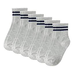 SENCC 6 Paar Damen Streifen Tennissocken Cotton Crew Socken Retro Casual Socken Sportsocken für Mädchen 39-42 (Grau) von SENCC
