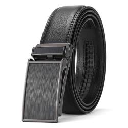 SENDEFN Gürtel Herren, Ledergürtel Ratsche Automatikschließe für Herren Business Anzug Gürtel Herren Schwarz 35mm Breit, Größe Angepasst von SENDEFN