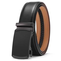 SENDEFN Gürtel Herren, Ledergürtel herren Ratsche Automatikschließe für Herren Business Anzug, Breit 35mm,Größe Einstellbar Belt von SENDEFN