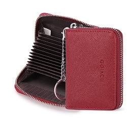 SENDEFN Kreditkartenetui RFID-blockierendes Leder kleine Kartenbrieftasche für Damen mit Reißverschluss, Ab_Wine Red, S, 🌳 von SENDEFN