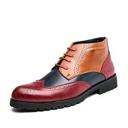 Herren Oxford Schuhe - Mehrfarbig Brogue mit Blockabsatz-Elegante Schnürhalbschuh-für Business, Freizeit,A,48 EU von SENELK
