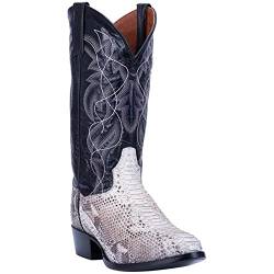 SENELK Herren Schlangenhaut Westernstiefel Modische Stickerei Cowboystiefel Lässige rutschfest Halblange Stiefel,Silber,46 EU von SENELK