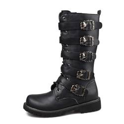 SENELK Herren Winter Gothic Punk Plateau Goth Zipper Halblange Stiefel,Schwarz,43 EU von SENELK