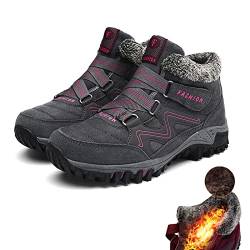 SENGHUI Damen Winterschuhe Gefüttert Wasserdicht, Men Womens Winter Anti-Slip Thermal Villi Leather Plateau Boots Snow Boots (A,37EU) von SENGHUI
