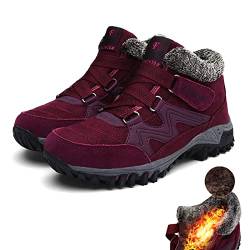 SENGHUI Damen Winterschuhe Gefüttert Wasserdicht, Men Womens Winter Anti-Slip Thermal Villi Leather Plateau Boots Snow Boots (C,41EU) von SENGHUI