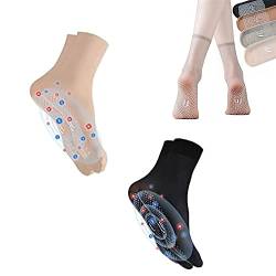 SENGHUI Pearlmoon Tomaline Ionic Body Shaping Stretch Socken,Gesundheitssocken (2 PAAR(Hautton+Schwarz)), 35-40 von SENGHUI