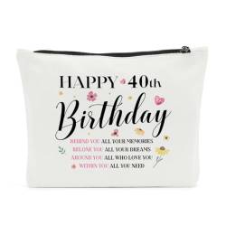 SENJIAN 1636-1648 Kosmetiktasche, Geburtstagsgeschenk, Make-up-Tasche, Geschenk, Happy 40, 9.7 x 7 inches von SENJIAN