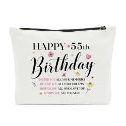 SENJIAN 1636-1648 Kosmetiktasche, Geburtstagsgeschenk, Make-up-Tasche, Geschenk, Happy 55, 9.7 x 7 inches von SENJIAN