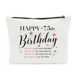 SENJIAN 1636-1648 Kosmetiktasche, Geburtstagsgeschenk, Make-up-Tasche, Geschenk, Happy 75, 9.7 x 7 inches von SENJIAN