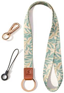 SENLLY Umhängeband Schlüsselband Neck Lanyard strip mit und echtem Leder, für Schlüssel, ID Badge Card Holder, Ausweishülle, Mobile Handys Telefon von SENLLY