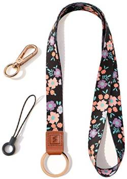 SENLLY Umhängeband Schlüsselband Neck Lanyard strip mit und echtem Leder, für Schlüssel, ID Badge Card Holder, Ausweishülle, Mobile Handys Telefon von SENLLY