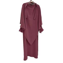 SENNVF Muslimisches zweiteiliges Gebetskleid für Frauen Abaya Kleid Islamisches zweilagiges Hijab Maxi Full Cover Gebetskleidung Dubai Türkei Kaftan Frauen Kleid von SENNVF