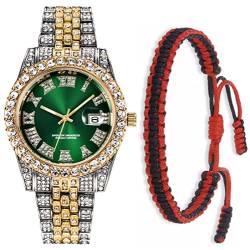 SENRUD Unisex-Armbanduhr, Kristall-Armbanduhr, für Herren und Damen, mit Diamant-Armband, Luxus-Edelstahl-Armbanduhr, Grün , modisch von SENRUD