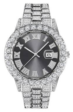 SENRUD Unisex-Armbanduhr mit Kristallen, modische Diamant-Armbanduhr, für Herren und Damen, luxuriöses Diamant-Armband, Schwarz von SENRUD
