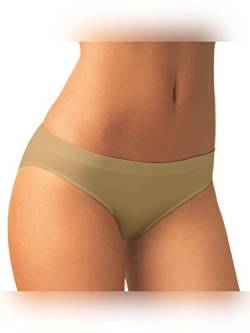 SENSI' Slip Damen Unterhose niedrige Taille Nahtlos Mikrofaser Made in Italy (Beige, L/XL) von SENSI'