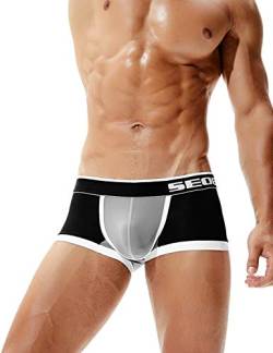 SEOBEAN Herren Low-Rise Sexy Boxer Brief Slip Trunks Unterwäsche Underwear (XL(86-91cm), 90205 Schwarz) von SEOBEAN