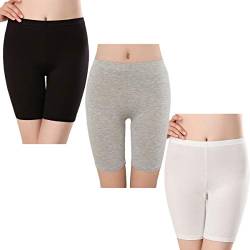 SEPMINDU Damen Slipshort Baumwolle Anti Chafing Langbeinige Schlüpfer Multipack Sicherheitsunterwäsche Boy Shorts Leggings für Unterkleider (1 * schwarz + 1 * grau + 1 * weiß,XL) von SEPMINDU