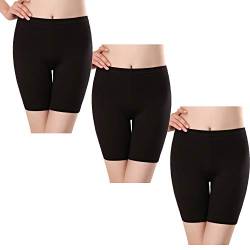 SEPMINDU Damen Slipshort Baumwolle Anti Chafing Langbeinige Schlüpfer Multipack Sicherheitsunterwäsche Boy Shorts Leggings für Unterkleider (3 * schwarz,L) von SEPMINDU