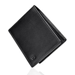 SERASAR | Leder Geldbeutel Männer mit RFID Schutz | Schwarzes Nappaleder | 12 Kartenfächer | Exklusive Geschenkschachtel | Tolle Geschenkidee | Leather Wallet for Men | Herren-Lederbörse von SERASAR