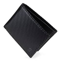 SERASAR | Leder Geldbörse [Carbon] Herren mit RFID Schutz & Carbon Optik | Schwarzes Echtleder | 9 Kartenfächer | Geschenkschachtel | Tolle Geschenkidee | Leather Wallet for Men | Herren-Geldbeutel von SERASAR