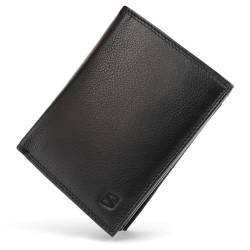 SERASAR | Leder Geldbörse Herren [Manager] mit RFID Schutz | Schwarz | Echtleder | 12 Kartenfächer | Geschenkschachtel | Tolle Geschenkidee | Leather Wallet for Men von SERASAR