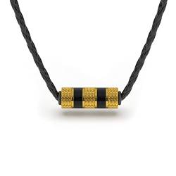 SERASAR Leder-Halskette mit Anhänger Halsband Herren - 60cm Gold - Lederband Kette mit Schmuck-Schachtel für Männer - Echtleder - Weihnachten Geschenk - Hochzeitsgeschenk von SERASAR