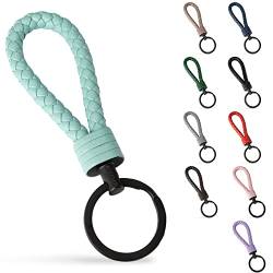 SERASAR Schlüsselband Leder mit Edelstahl Schlüsselring - Zusatzringe für kleine Schlüssel - Ideal für Auto, Motorrad, Fahrrad & Haus-Schlüssel - Schlüsselanhänger mit Geschenk-Schachtel von SERASAR