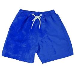 SERENYOU Jungen Boardshorts Kinder Musterwechsel Badeshorts Elastische Taille Badehose Jungs Schnell Trocknende Strand Shorts mit Netzfutter Marineblau 9-10 Jahre von SERENYOU