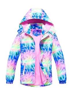 SERENYOU Mädchen Übergangsjacke Gefütterte Regenjacke Kinder Winddicht Warme Matschjacke mit Abtrennbare Kapuze DE:116-122 (manufacturers's size: 120) Stil 6 von SERENYOU