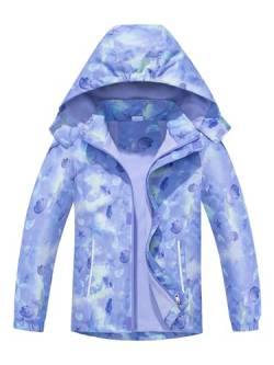 SERENYOU Mädchen Übergangsjacke Gefütterte Regenjacke Kinder Winddicht Warme Matschjacke mit Abtrennbare Kapuze DE:128-134 (manufacturers's size: 130) Stil 2 von SERENYOU