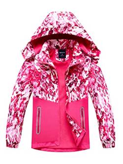 SERENYOU Mädchen Übergangsjacke Gefütterte Regenjacke Kinder Winddicht Warme Matschjacke mit Abtrennbare Kapuze DE:146-152 (manufacturers's size: 150) Stil 5 von SERENYOU