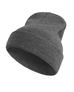 Mütze Herren Dunkelgrau - Strick Beanie aus 100% Acryl für Herren. Warme, Weiche und Bequeme Kopfbedeckung für kalte Tage im Herbst und Winter - Einheitsgröße. von SERIMANEA